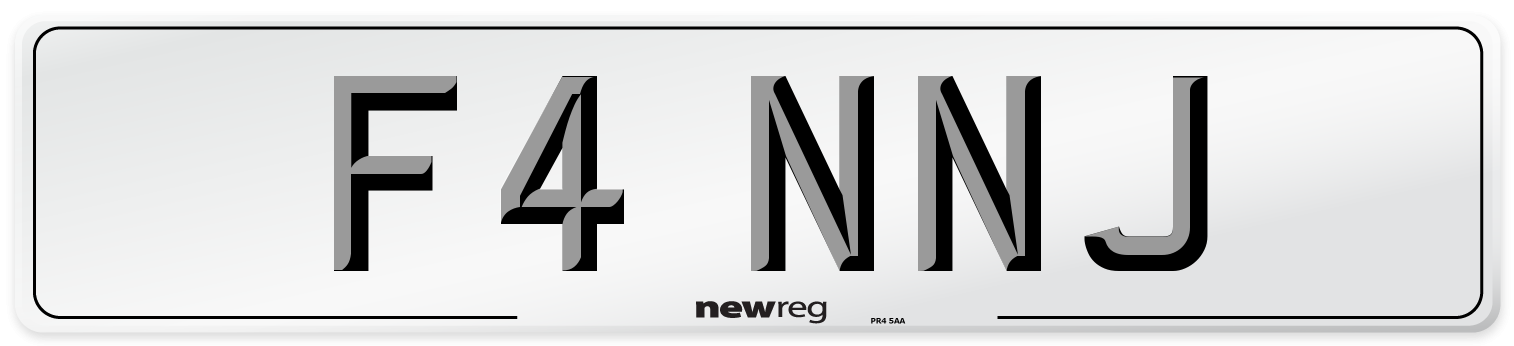 F4 NNJ Number Plate from New Reg